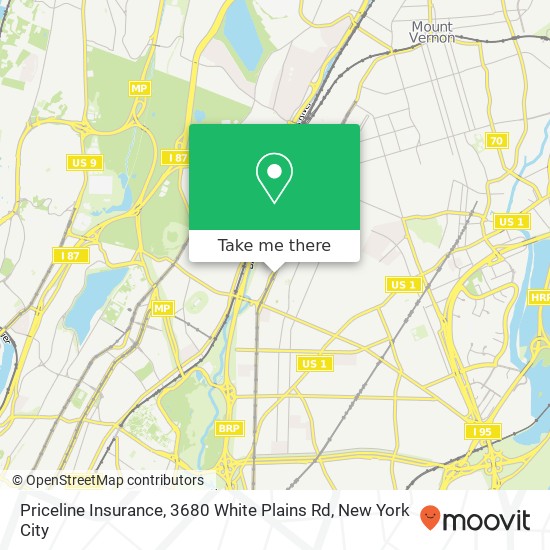 Priceline Insurance, 3680 White Plains Rd map