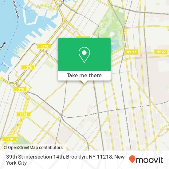 Mapa de 39th St intersection 14th, Brooklyn, NY 11218