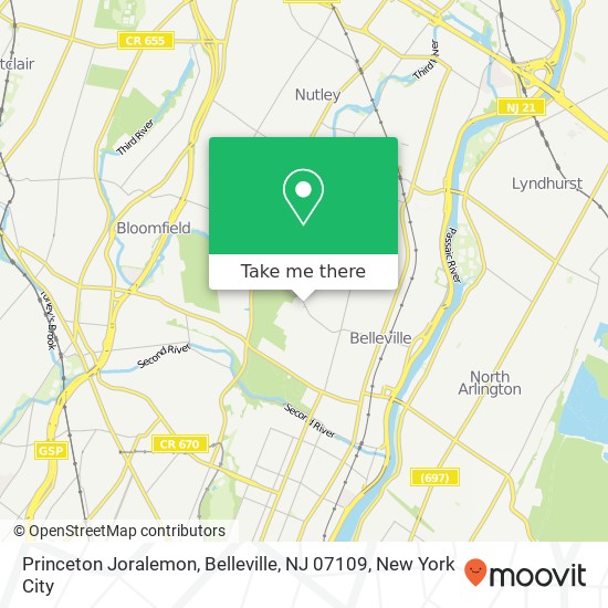 Mapa de Princeton Joralemon, Belleville, NJ 07109