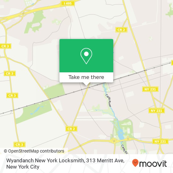Mapa de Wyandanch New York Locksmith, 313 Merritt Ave