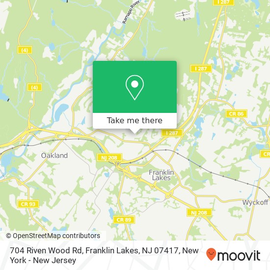 Mapa de 704 Riven Wood Rd, Franklin Lakes, NJ 07417