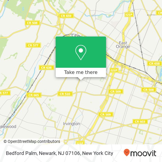 Mapa de Bedford Palm, Newark, NJ 07106
