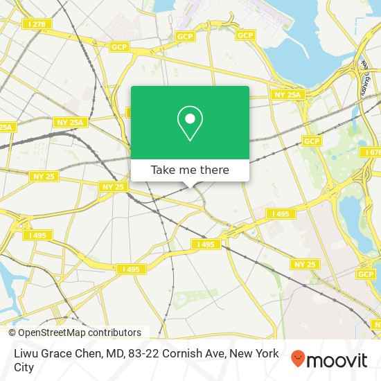 Mapa de Liwu Grace Chen, MD, 83-22 Cornish Ave
