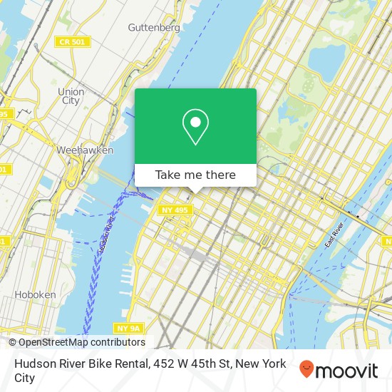 Mapa de Hudson River Bike Rental, 452 W 45th St