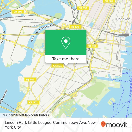 Lincoln Park Little League, Communipaw Ave map