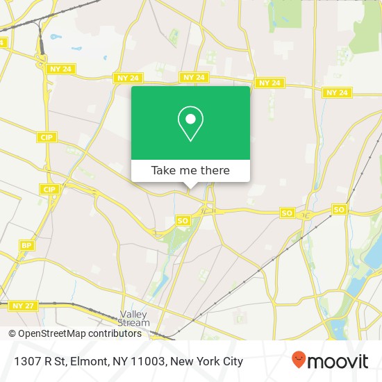 1307 R St, Elmont, NY 11003 map