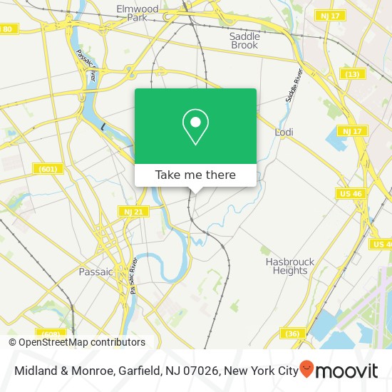 Midland & Monroe, Garfield, NJ 07026 map