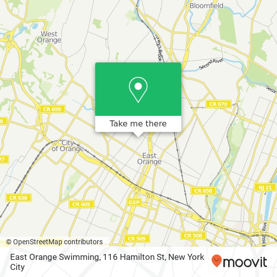 East Orange Swimming, 116 Hamilton St map