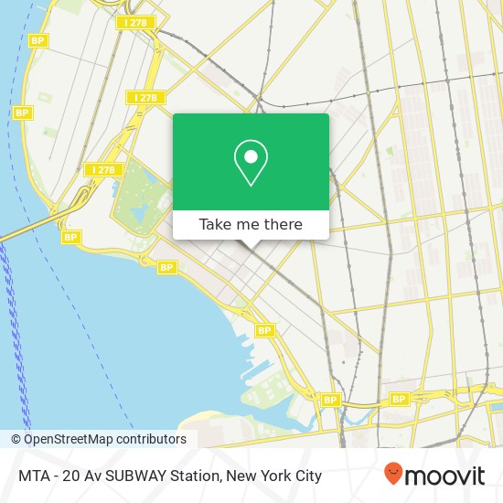 Mapa de MTA - 20 Av SUBWAY Station