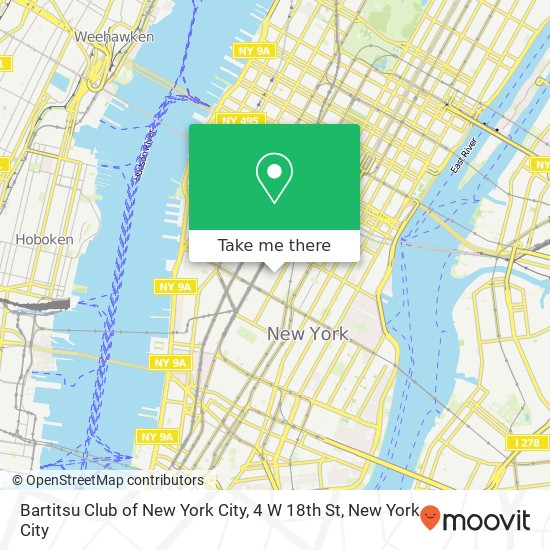Mapa de Bartitsu Club of New York City, 4 W 18th St