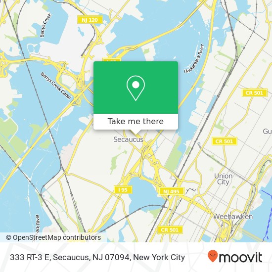 Mapa de 333 RT-3 E, Secaucus, NJ 07094