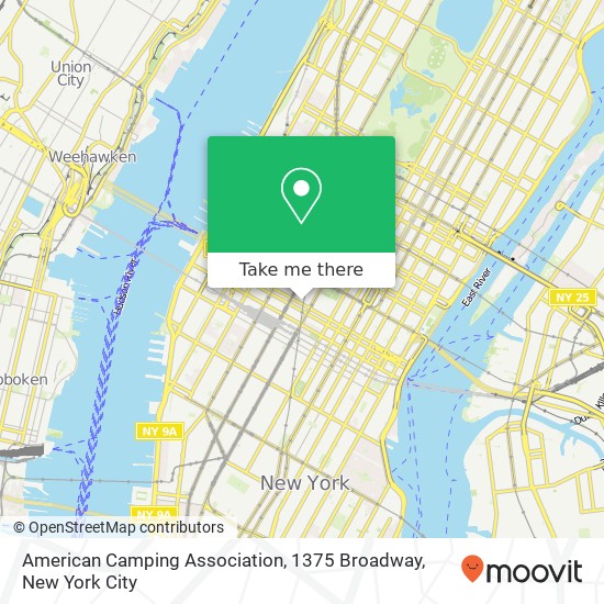 American Camping Association, 1375 Broadway map