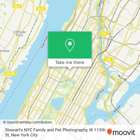 Mapa de Stewart's NYC Family and Pet Photography, W 115th St
