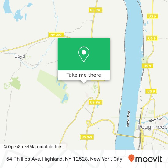 Mapa de 54 Phillips Ave, Highland, NY 12528