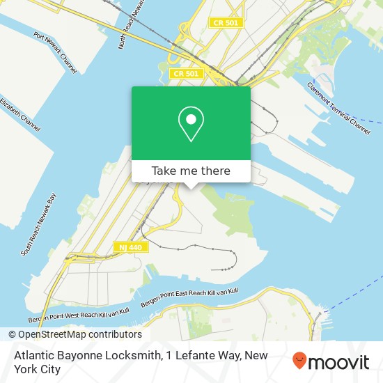 Mapa de Atlantic Bayonne Locksmith, 1 Lefante Way