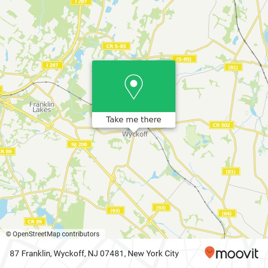 Mapa de 87 Franklin, Wyckoff, NJ 07481