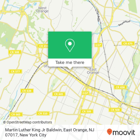 Martin Luther King Jr Baldwin, East Orange, NJ 07017 map
