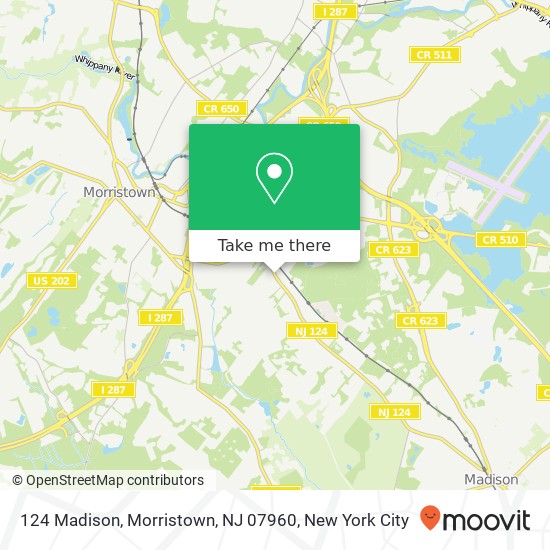 Mapa de 124 Madison, Morristown, NJ 07960