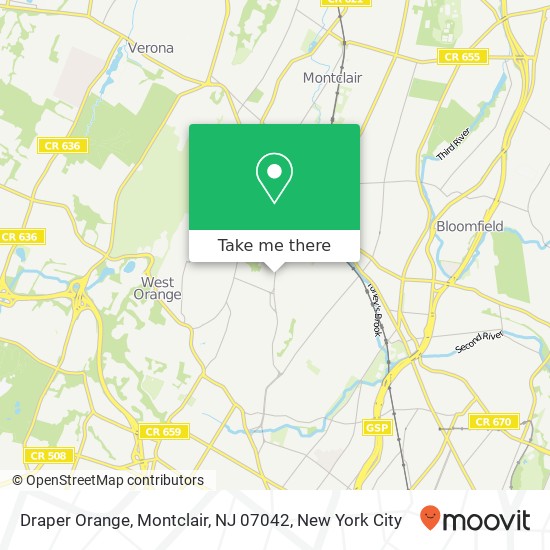 Mapa de Draper Orange, Montclair, NJ 07042