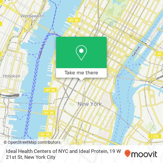 Mapa de Ideal Health Centers of NYC and Ideal Protein, 19 W 21st St