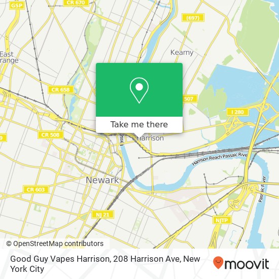 Mapa de Good Guy Vapes Harrison, 208 Harrison Ave