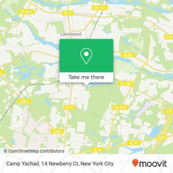 Mapa de Camp Yachad, 14 Newberry Ct