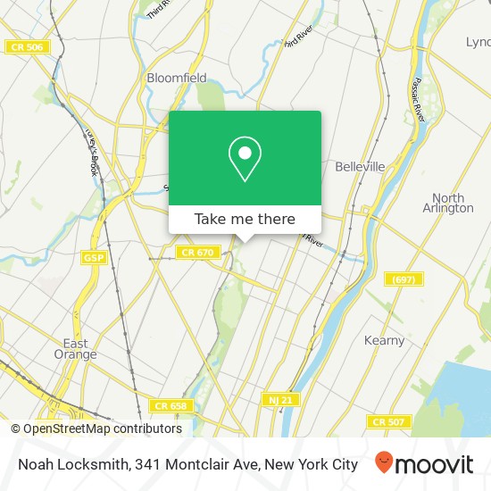 Mapa de Noah Locksmith, 341 Montclair Ave
