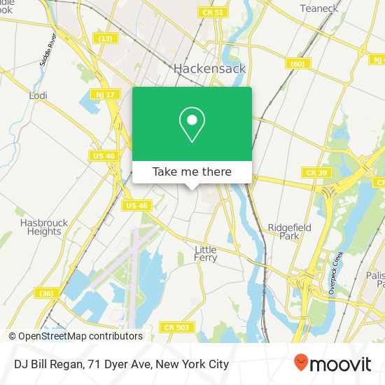 Mapa de DJ Bill Regan, 71 Dyer Ave