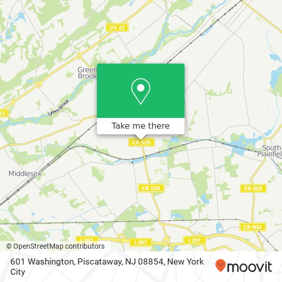 Mapa de 601 Washington, Piscataway, NJ 08854