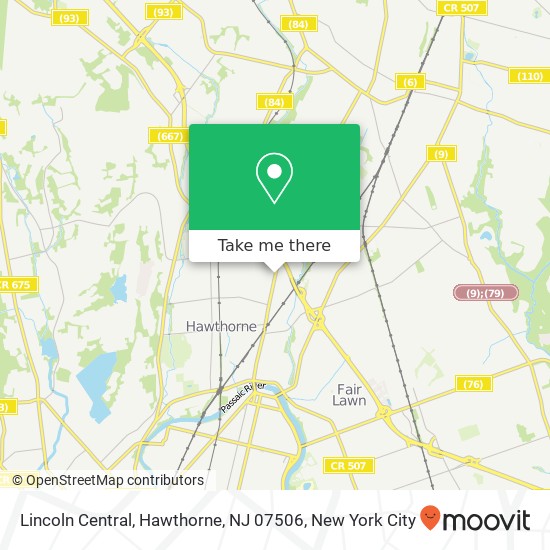 Mapa de Lincoln Central, Hawthorne, NJ 07506