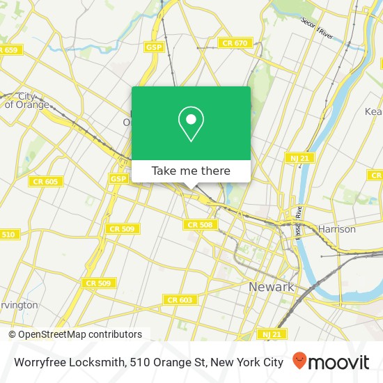 Mapa de Worryfree Locksmith, 510 Orange St