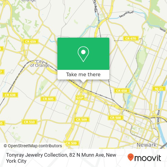 Tonyray Jewelry Collection, 82 N Munn Ave map
