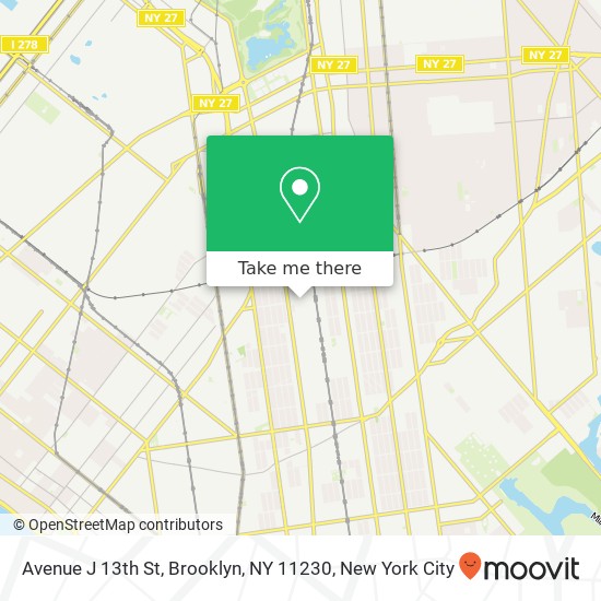 Mapa de Avenue J 13th St, Brooklyn, NY 11230