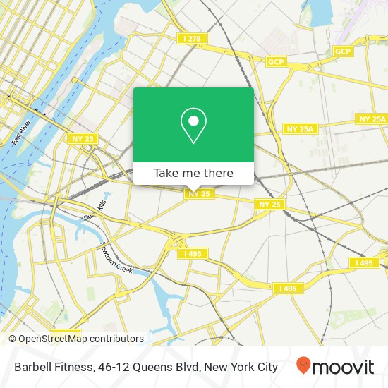 Mapa de Barbell Fitness, 46-12 Queens Blvd