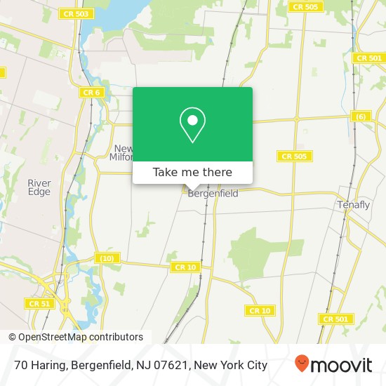Mapa de 70 Haring, Bergenfield, NJ 07621