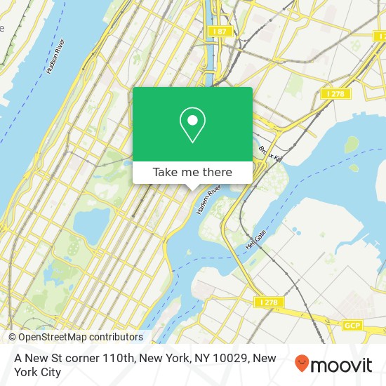 Mapa de A New St corner 110th, New York, NY 10029