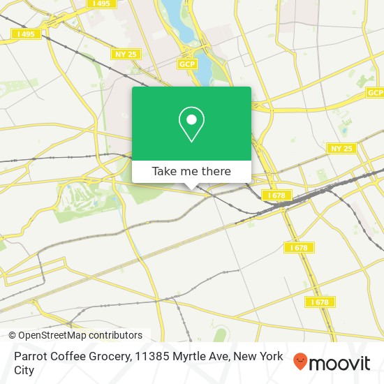 Mapa de Parrot Coffee Grocery, 11385 Myrtle Ave