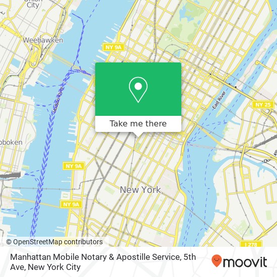 Manhattan Mobile Notary & Apostille Service, 5th Ave map