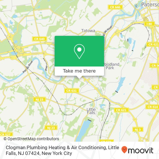 Mapa de Clogman Plumbing Heating & Air Conditioning, Little Falls, NJ 07424