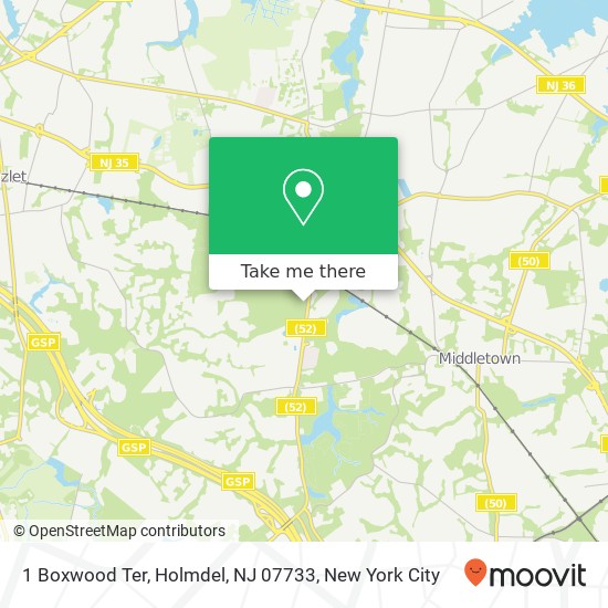 Mapa de 1 Boxwood Ter, Holmdel, NJ 07733