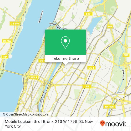 Mapa de Mobile Locksmith of Bronx, 210 W 179th St