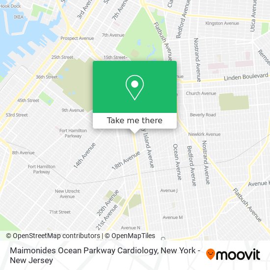 Maimonides Ocean Parkway Cardiology map