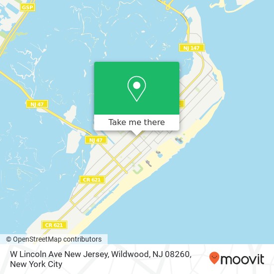 Mapa de W Lincoln Ave New Jersey, Wildwood, NJ 08260