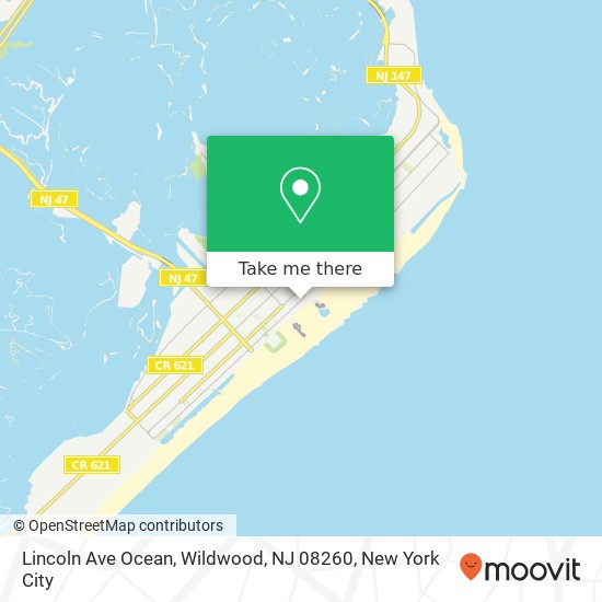 Mapa de Lincoln Ave Ocean, Wildwood, NJ 08260