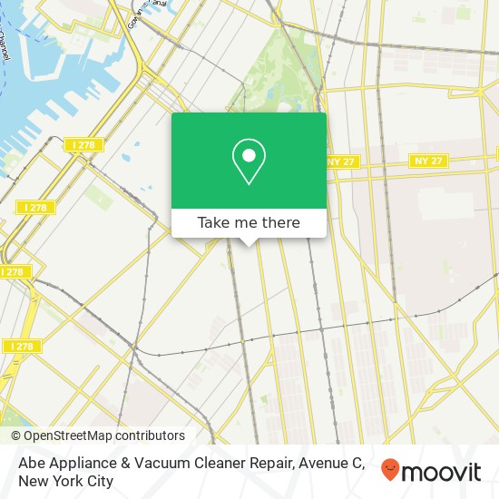 Abe Appliance & Vacuum Cleaner Repair, Avenue C map