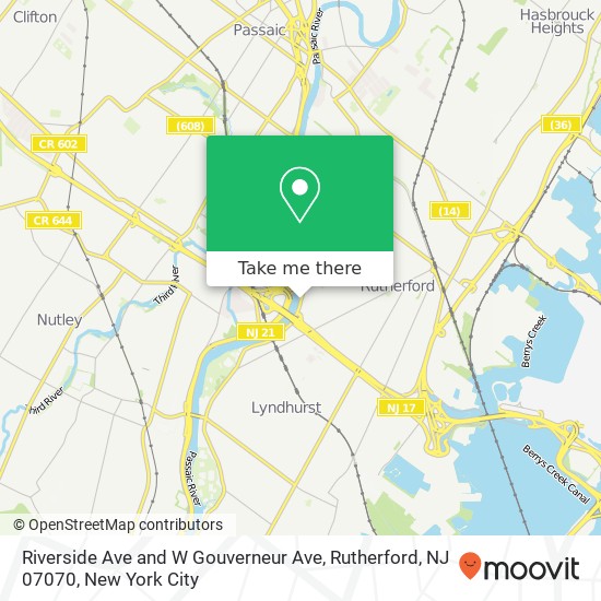 Riverside Ave and W Gouverneur Ave, Rutherford, NJ 07070 map