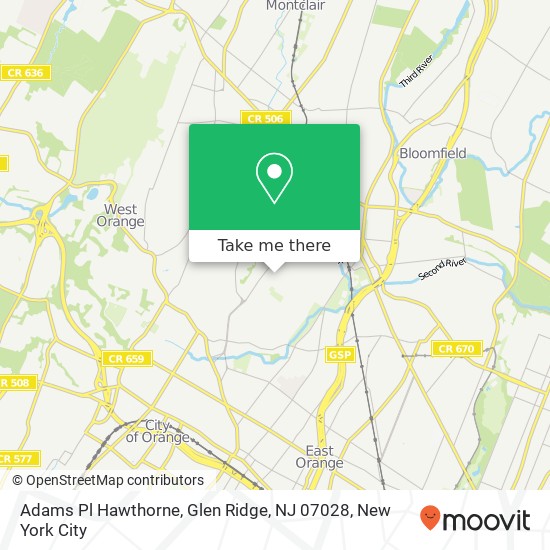 Adams Pl Hawthorne, Glen Ridge, NJ 07028 map