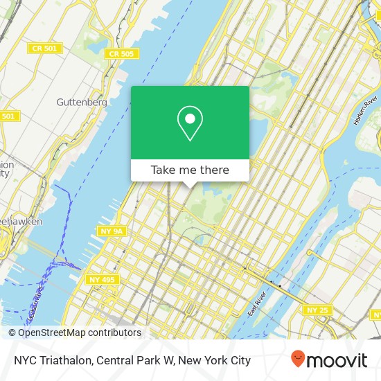 NYC Triathalon, Central Park W map