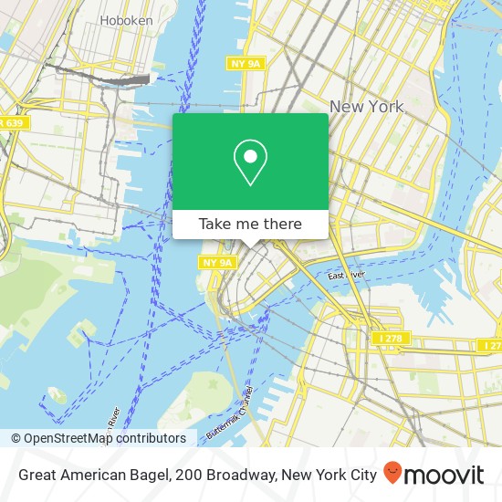 Mapa de Great American Bagel, 200 Broadway