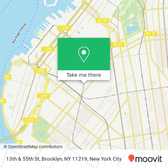 Mapa de 13th & 55th St, Brooklyn, NY 11219